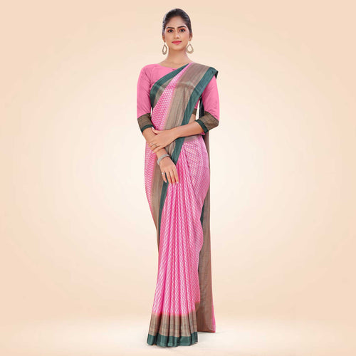 Yelow and Violet Women's Premium Silk Chiffon Small Butty Industrial Uniform Saree