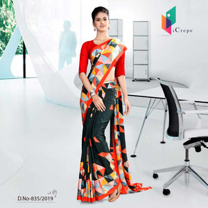 Black And Red Corporate Uniform Saree