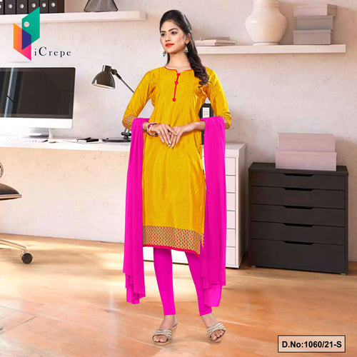 Yellow Rani Premium Italian Silk Crepe Uniform Salwar Kameez For Annual Function