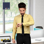 Yellow Solid Men's Cotton Corporate Workwear Unstitched  Uniform Shirt Fabrics