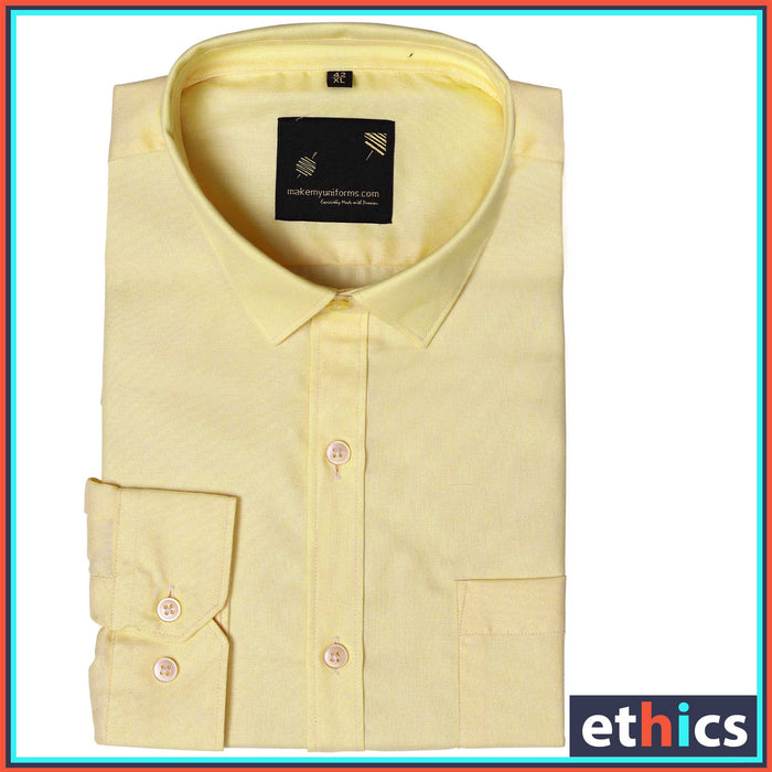 Yellow Solid Mens Uniform Shirts For Corporate Workforce