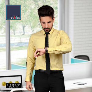 Yellow Solid Mens Uniform Shirts For Corporate Workforce