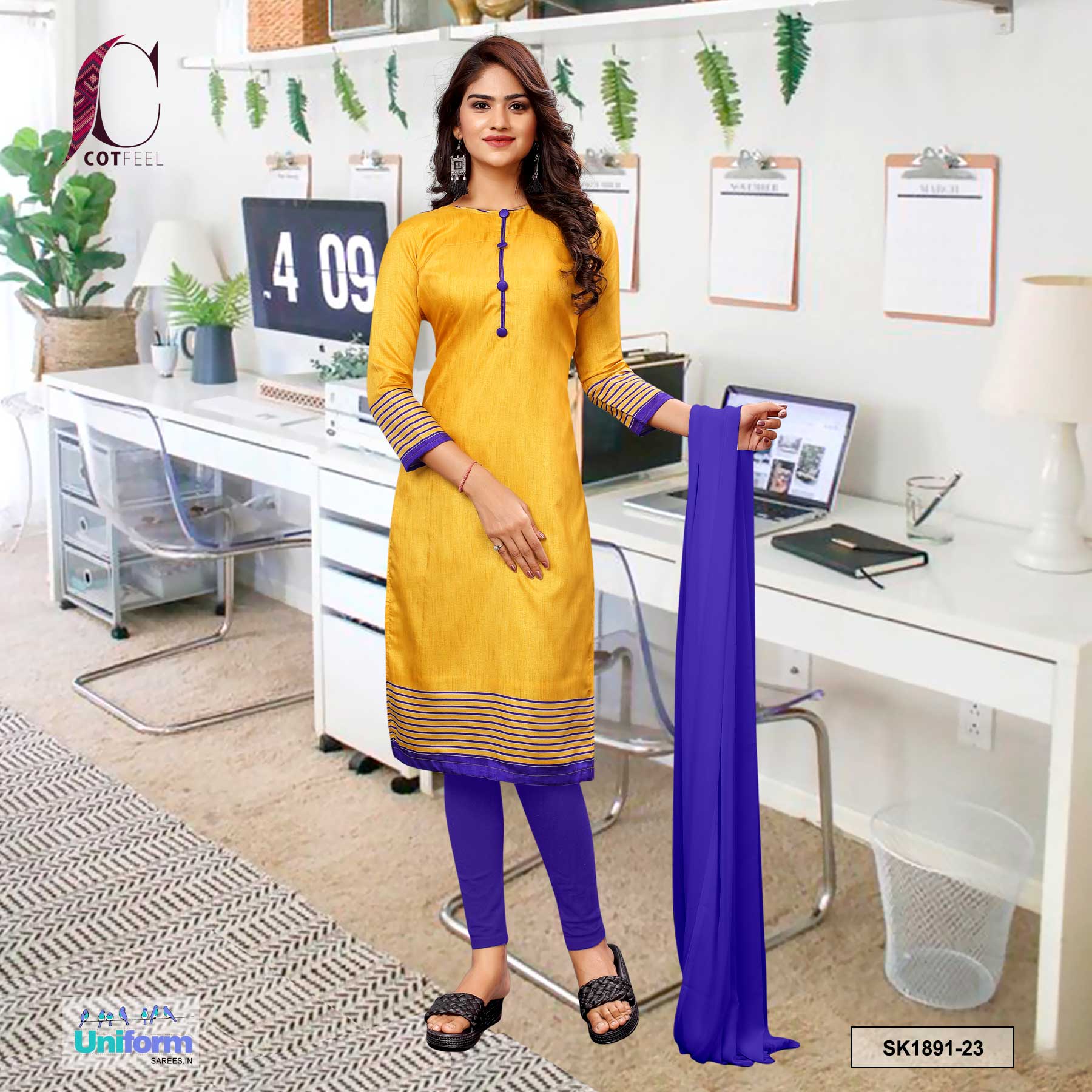 Yellow churidar deals top