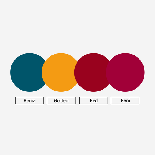 Dupatta Festive - Rama, Gold, Red, Rani - Pack of 4