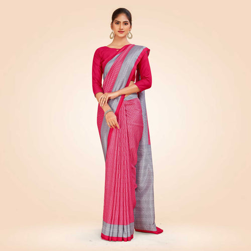 Grey and Turquoise Women's Premium Mulberry Silk Small Butty Hospital Uniform Saree