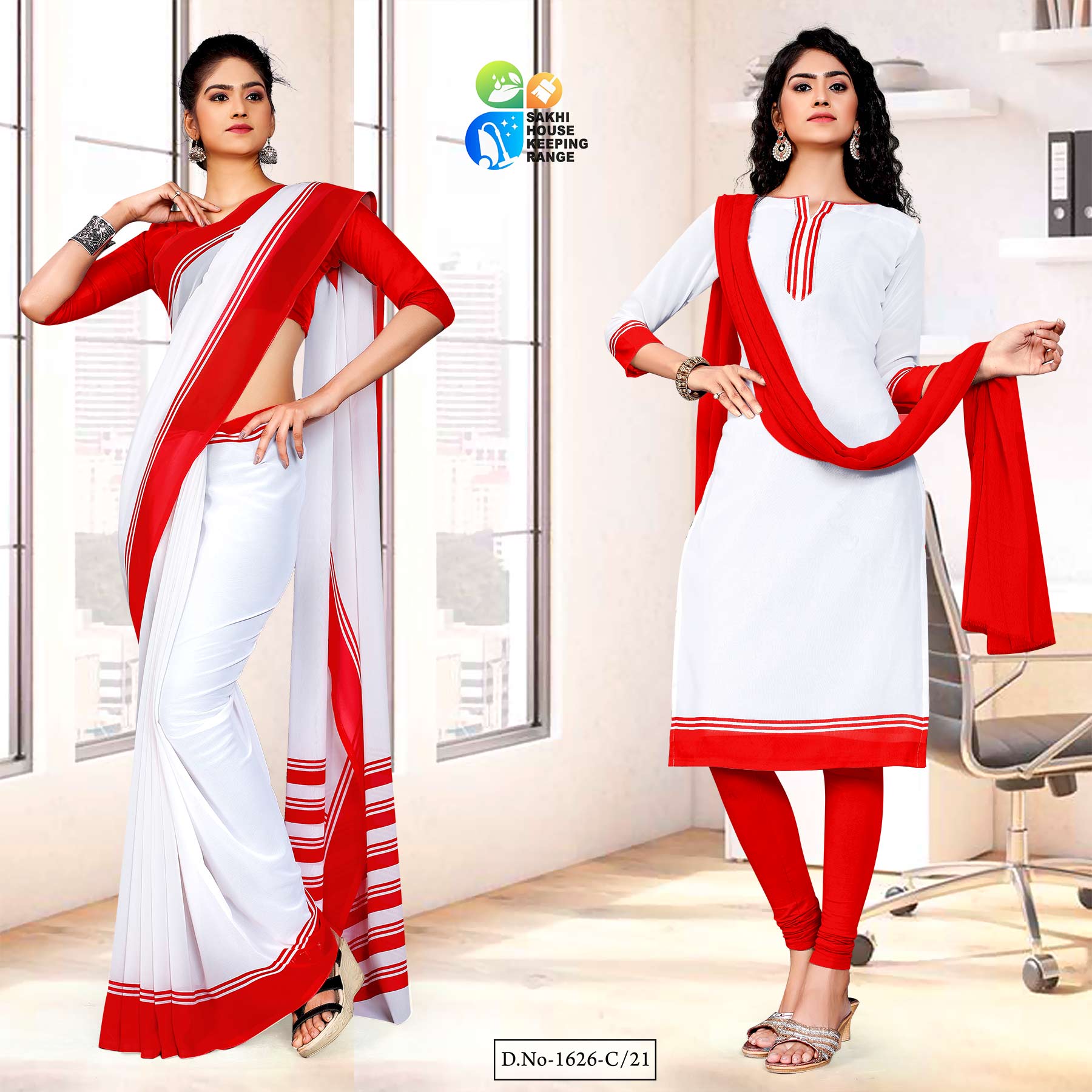 Red and clearance white salwar suit