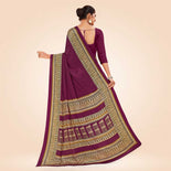 Bottle Green and Beige Women's Premium Italian Silk Plain Gaala Border Staff Uniform Saree