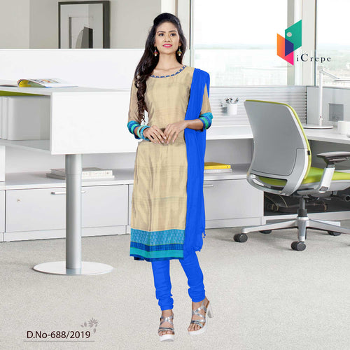 Brown And Blue Italian Crepe Silk Hotel Uniform Salwar Kameez