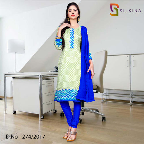 Light Green And Blue Women's Premium Silk Georgette Hospital Uniform Salwar Kameez