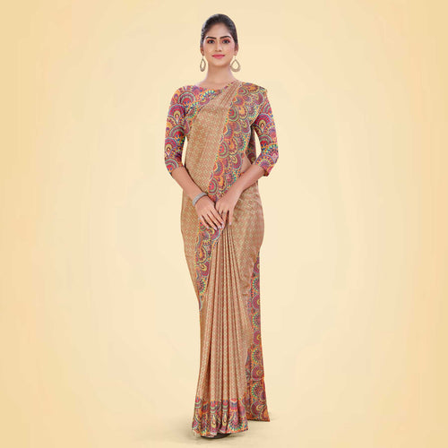 Cardemon and Multi Color Women's Premium Silk Chiffon Eyecatchers Nurses Uniform Saree