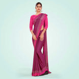 Wine and Rani Pink Women's Premium Italian Silk Small Butty Women's Uniform Saree