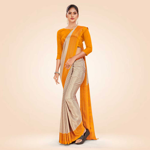 Blue and Navy Blue Women's Premium Silk Chiffon Small Butty School Uniform Saree