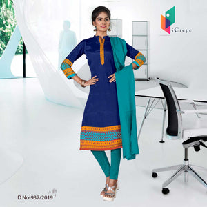Blue And Orange Women's Premium Crepe Silk School Uniform Salwar Kameez