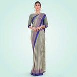 Yelow and Violet Women's Premium Silk Chiffon Small Butty Industrial Uniform Saree