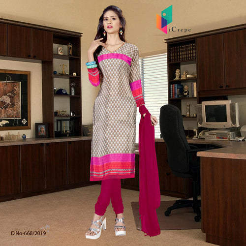 Brown And Red Women's Premium Italian Crepe Silk Teachers Uniform Salwar Kameez