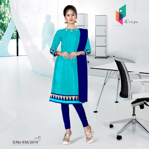 Blue Crepe Silk School Uniform Salwar Kameez