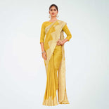 Beige Women's Premium Mulberry Silk Plain Gaala Border Office Uniform Saree