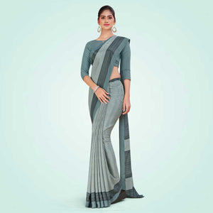 Grey Women's Premium Italian Silk Small Butty Office Uniform Saree