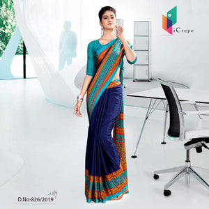 Blue  School Uniform Saree