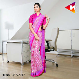 Pink And Purple Georgette Uniform Saree