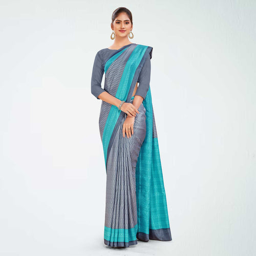 Light violet and Pink Women's Premium Mulberry Silk Small Butty Teachers Uniform Saree