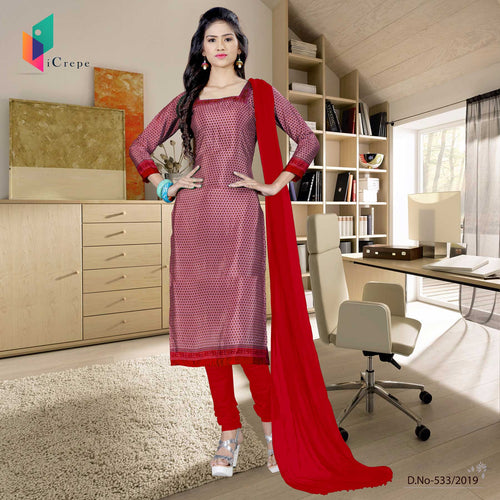 Light Red And Red Women's Premium Italian Crepe Silk College Uniform Salwar Kameez