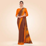 Brown and Orange Women's Premium Italian Silk Small Butty Security Uniform Saree