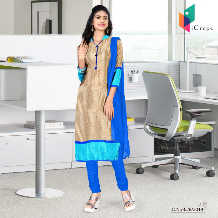 Blue And Brown Italian Crepe Silk College Uniform Salwar Kameez