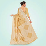 Beige Women's Premium Mulberry Silk Plain Gaala Border Office Uniform Saree