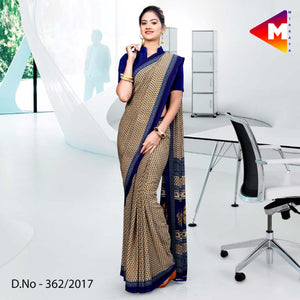 Blue Brown Georgette Uniform Saree