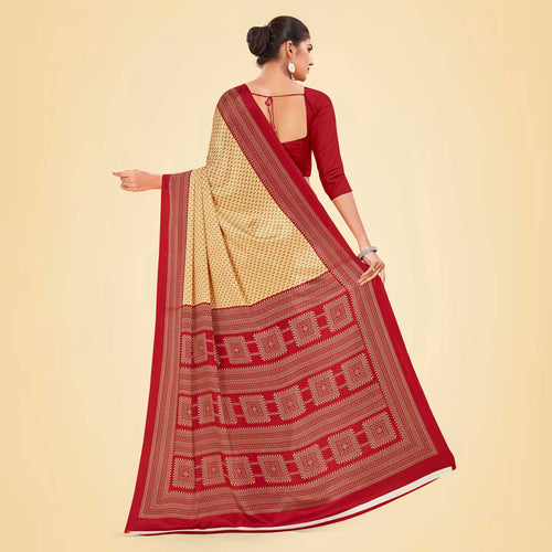 Blue and Navy Blue Women's Premium Silk Chiffon Small Butty School Uniform Saree