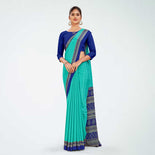 Bottle Green and Navy Blue Women's Premium Italian Silk Discipline Day Teachers Uniform Saree