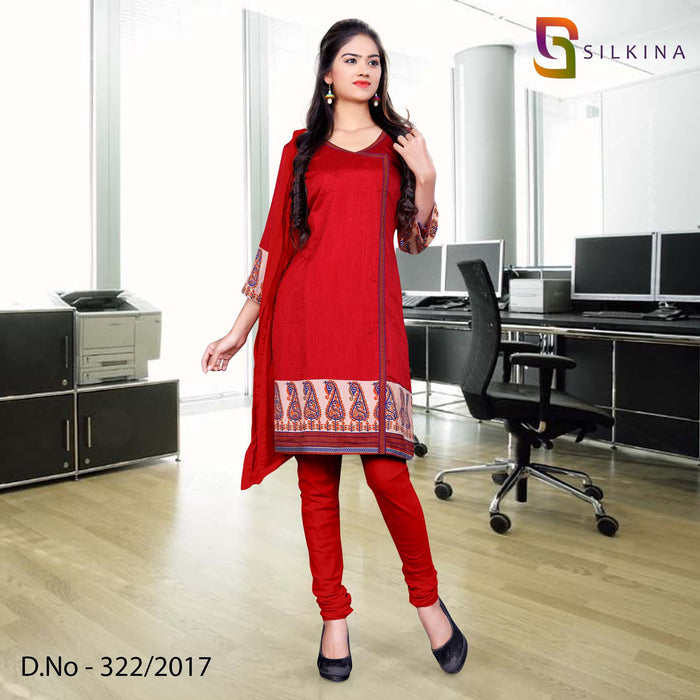 Red And Beige Silk Georgette Uniform Salwar Kameez