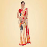 Black and Red Women's Premium Italian Silk Digital Print Air India Uniform Sarees With Blouse Piece