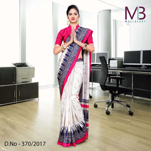 Pink And Cream Mulberry Silk Uniform Saree