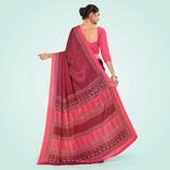 Wine and Rani Pink Women's Premium Italian Silk Small Butty Women's Uniform Saree