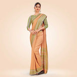 Turquoise Women's Premium Mulberry Silk Plain Gaala Border Taj Hotel Uniform Saree