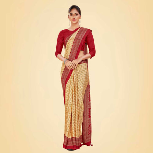 Blue and Navy Blue Women's Premium Silk Chiffon Small Butty School Uniform Saree