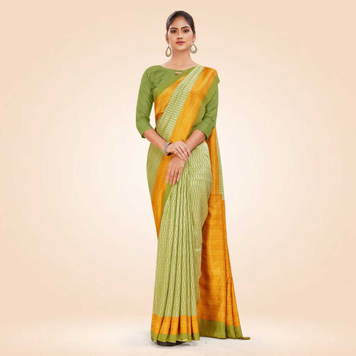 Grey and Turquoise Women's Premium Mulberry Silk Small Butty Hospital Uniform Saree