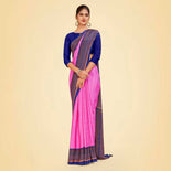 Lavender Pink and Navy Blue Women's Premium Italian Silk Discipline Day Taj Hotel Uniform Saree