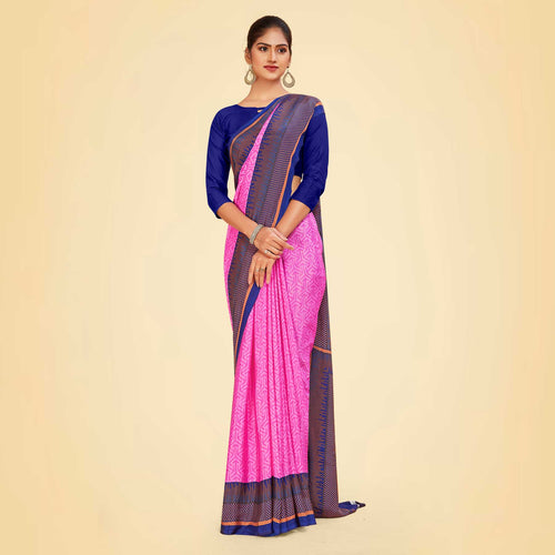 Turquoise and Navy Blue Women's Premium Italian Silk Discipline Day PTM Uniform Saree