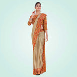 Cardemon and Multi Color Women's Premium Silk Chiffon Eyecatchers Nurses Uniform Saree